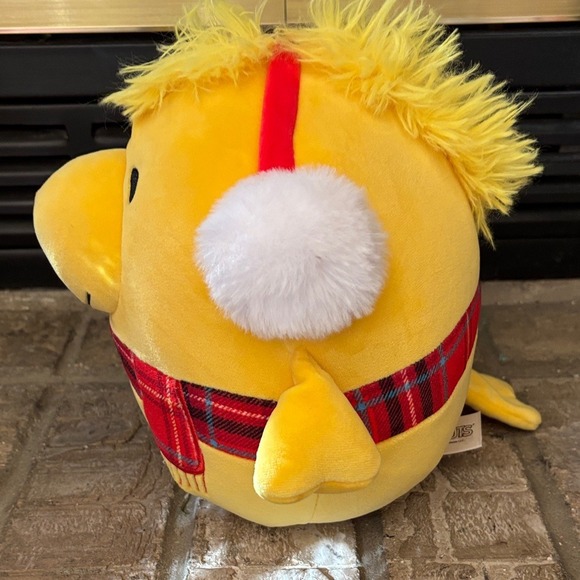 Peanuts Squishmallow Woodstock Plush w/ Holiday Red Plaid Scarf & Earmuffs 8" - Picture 6 of 6